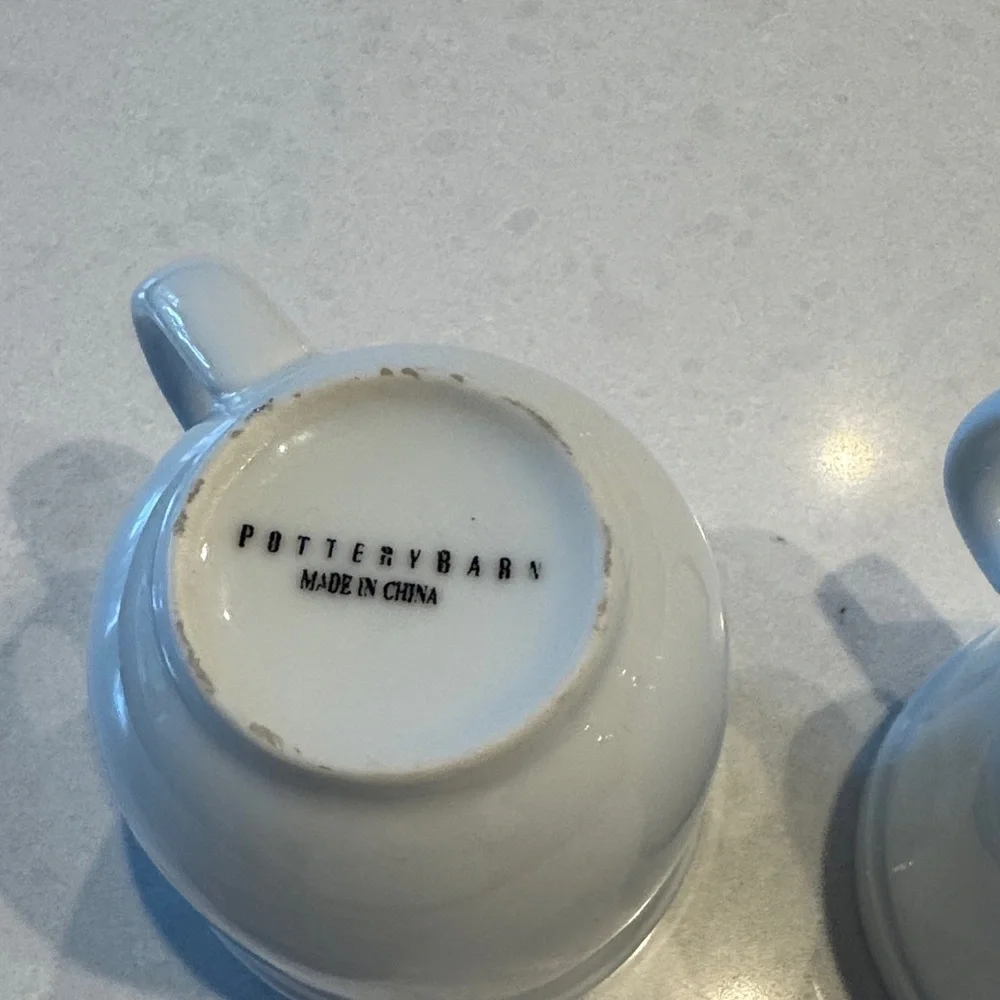 Pottery Barn Elegant Gray Mugs